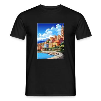 Menton France Vintage voyage affiche WPA Souvenir - T-shirt homme - noir - Devant - AI Model Male 178 light (178cm)