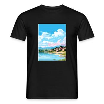 Lac Banyoles Espagne Ibiza Déco Affiche de voyage - T-shirt homme - noir - Devant - AI Model Male 178 light (178cm)