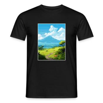 La Reunion National Park France Travel Poster - Men's T-Shirt - black - Front - AI Model Male 178 light (178cm)