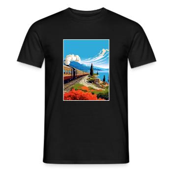 Orient Express Europe déco Vintage Affiche de voyage - T-shirt homme - noir - Devant - AI Model Male 178 light (178cm)