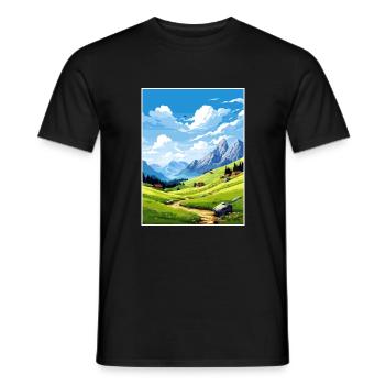 Velika Planina Slovénie Lac de Bled Affiche de voyage - T-shirt homme - noir - Devant - AI Model Male 178 light (178cm)