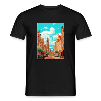 Danzig Polnische Ostseeküste Polen Reiseplakat - Männer T-Shirt - Schwarz - Vorne - AI Model Male 178 light (178cm)