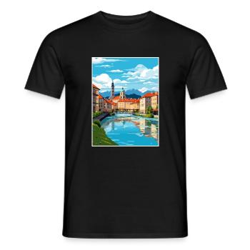 Ljubljana Slovenia Vintage Travel Poster Souvenir - Men's T-Shirt - black - Front - AI Model Male 178 light (178cm)