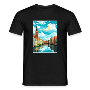 Danzig Polnische Ostseeküste Polen Reiseplakat - Männer T-Shirt - Schwarz - Vorne - AI Model Male 178 light (178cm)