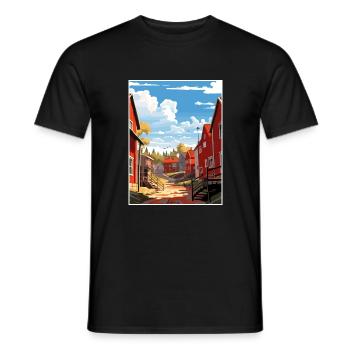 Porvoo Finlande Vintage voyage affiche WPA Souvenir - T-shirt homme - noir - Devant - AI Model Male 178 light (178cm)