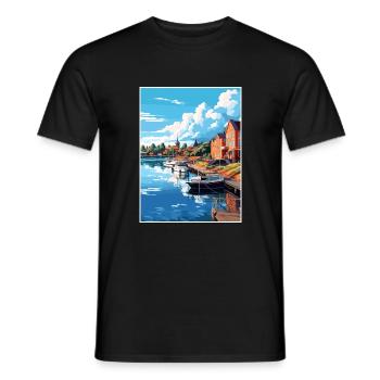 Vaasa Finlande Vintage voyage affiche WPA Souvenir - T-shirt homme - noir - Devant - AI Model Male 178 light (178cm)
