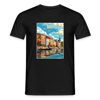 Kuopio Finlande Vintage voyage affiche WPA Souvenir - T-shirt homme - noir - Devant - AI Model Male 178 light (178cm)