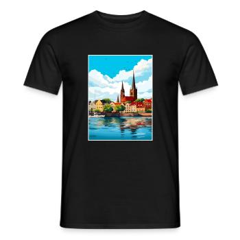 Rostock Germany Vintage Travel Poster WPA Souvenir - Men's T-Shirt - black - Front - AI Model Male 178 light (178cm)