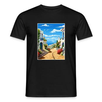 Albufeira Portugal Cascais Vintage Travel Poster - Men's T-Shirt - black - Front - AI Model Male 178 light (178cm)