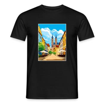 Magdebourg décoration Allemagne Vintage Travel Poster - T-shirt homme - noir - Devant - AI Model Male 178 light (178cm)