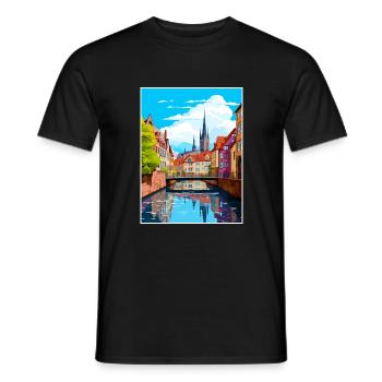 Munster Décoration Allemagne Affiche de voyage Vintage - T-shirt homme - noir - Devant - AI Model Male 178 light (178cm)