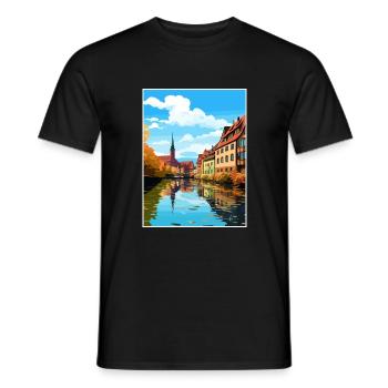 Nuremberg décoration Allemagne Vintage affiche de voyage - T-shirt homme - noir - Devant - AI Model Male 178 light (178cm)
