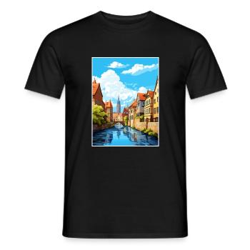 Munster Décoration Allemagne Affiche de voyage Vintage - T-shirt homme - noir - Devant - AI Model Male 178 light (178cm)