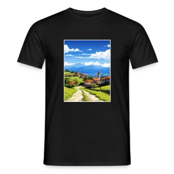 Baskenland Spanien Vintage Reiseplakat WPA Art - Männer T-Shirt - Schwarz - Vorne - AI Model Male 178 light (178cm)