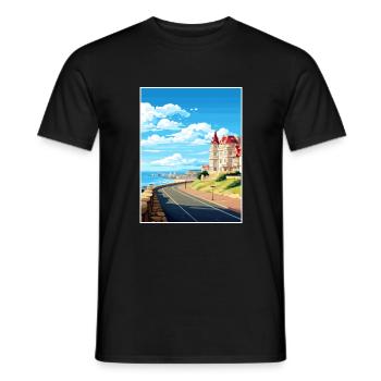 Biarritz France affiche de voyage vintage WPA Souvenir - T-shirt homme - noir - Devant - AI Model Male 178 light (178cm)