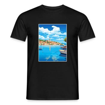 Budva Monténégro vintage Affiche de voyage Souvenir - T-shirt homme - noir - Devant - AI Model Male 178 light (178cm)