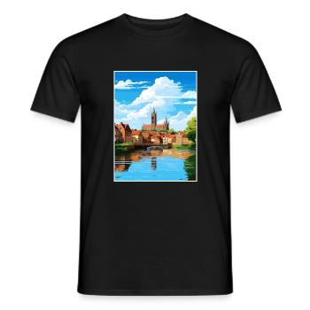 Amiens Frankreich Vintage Reiseplakat WPA Souvenir - Männer T-Shirt - Schwarz - Vorne - AI Model Male 178 light (178cm)