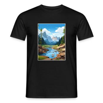 Nationalpark Aiguestortes Estany de Sant Maurici - Männer T-Shirt - Schwarz - Vorne - AI Model Male 178 light (178cm)