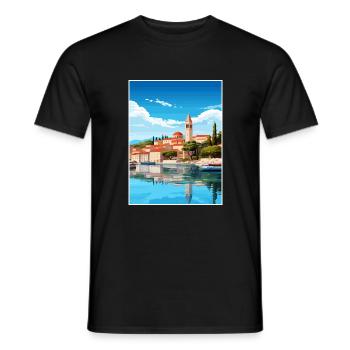 Budva Monténégro vintage Affiche de voyage Souvenir - T-shirt homme - noir - Devant - AI Model Male 178 light (178cm)