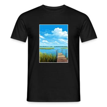 Lac Albufera Espagne Ibiza Déco Affiche de voyage - T-shirt homme - noir - Devant - AI Model Male 178 light (178cm)