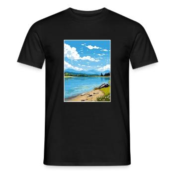 Lac Banyoles Espagne Ibiza Déco Affiche De Voyage - T-shirt homme - noir - Devant - AI Model Male 178 light (178cm)