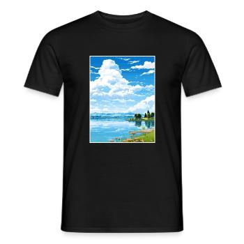 Lake Varese Italy Vintage Travel Poster Souvenir - Men's T-Shirt - black - Front - AI Model Male 178 light (178cm)