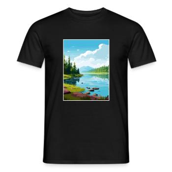 Lake Sainte Croix Deco Vintage Reiseplakat WPA - Männer T-Shirt - Schwarz - Vorne - AI Model Male 178 light (178cm)