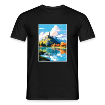 Bled Castle Slowenien Vintage Reiseplakat WPA Art - Männer T-Shirt - Schwarz - Vorne - AI Model Male 178 light (178cm)