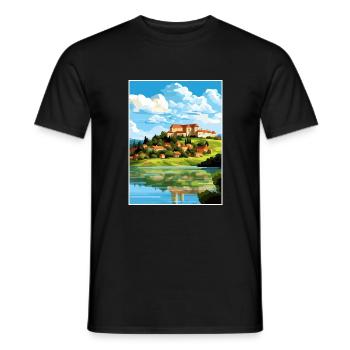 Château de Ptuj Slovénie Lac Bled Affiche de voyage - T-shirt homme - noir - Devant - AI Model Male 178 light (178cm)