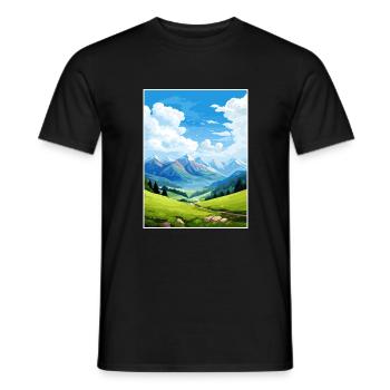 Reiseplakat des Pyrenäen-Nationalparks in Frankreich - Männer T-Shirt - Schwarz - Vorne - AI Model Male 178 light (178cm)