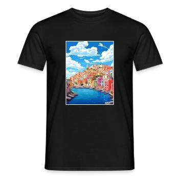 Ponza Italie affiche de voyage vintage WPA Souvenir - T-shirt homme - noir - Devant - AI Model Male 178 light (178cm)