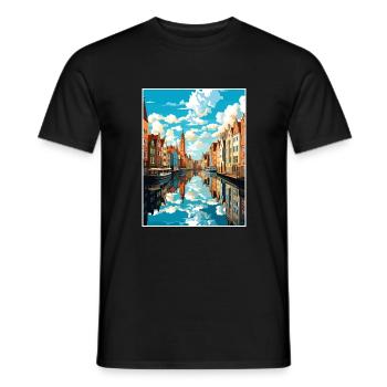 Affiche de voyage de la côte baltique polonaise de Gdansk en Pologne - T-shirt homme - noir - Devant - AI Model Male 178 light (178cm)