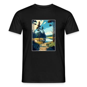 Bory Tucholskie Poland Vintage Travel Poster WPA - Men's T-Shirt - black - Front - AI Model Male 178 light (178cm)
