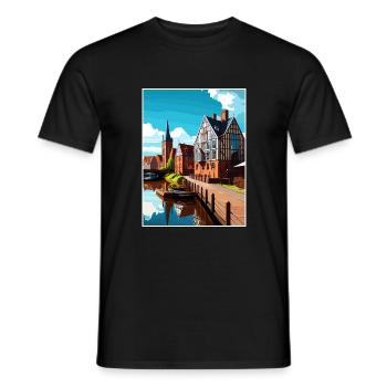 Bydgoszcz Pologne Vintage voyage affiche Souvenir - T-shirt homme - noir - Devant - AI Model Male 178 light (178cm)