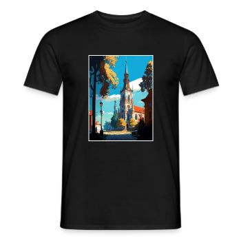 Bialystok Pologne Vintage voyage affiche Souvenir - T-shirt homme - noir - Devant - AI Model Male 178 light (178cm)