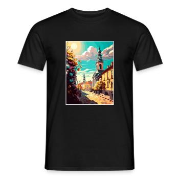 Kielce Pologne Vintage voyage affiche WPA Souvenir - T-shirt homme - noir - Devant - AI Model Male 178 light (178cm)