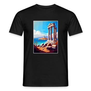 Délos Grèce Décoration Vintage Voyage Affiche WPA - T-shirt homme - noir - Devant - AI Model Male 178 light (178cm)