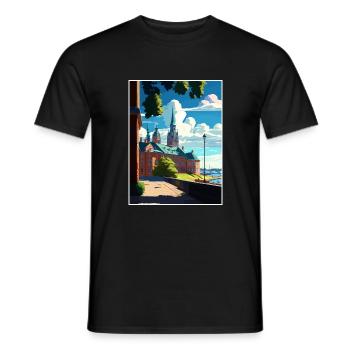 Vasteras Suède Vintage voyage affiche WPA Souvenir - T-shirt homme - noir - Devant - AI Model Male 178 light (178cm)