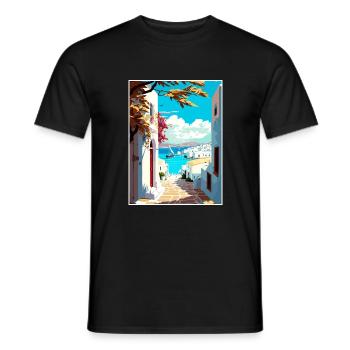 Paros Greece Decoration Vintage Travel Poster WPA - Men's T-Shirt - black - Front - AI Model Male 178 light (178cm)