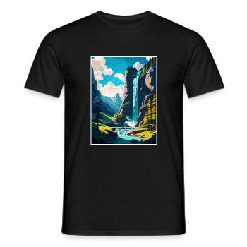 Trummelbach Falls Switzerland Travel Poster - Men's T-Shirt - black - Front - AI Model Male 178 light (178cm)
