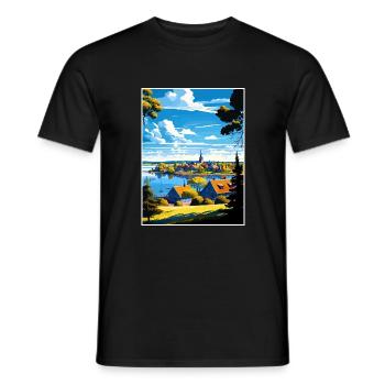 Sigtuna Suède Vintage voyage affiche WPA Souvenir - T-shirt homme - noir - Devant - AI Model Male 178 light (178cm)