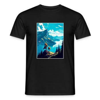 Rigi Suisse Affiche de voyage vintage souvenir - T-shirt homme - noir - Devant - AI Model Male 178 light (178cm)