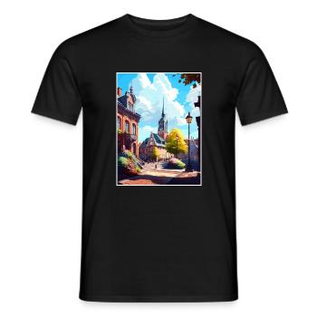 Lund Sweden Vintage Travel Poster WPA Souvenir - Men's T-Shirt - black - Front - AI Model Male 178 light (178cm)
