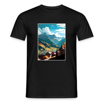Sion Schweiz Vintage Reiseposter Souvenir - Männer T-Shirt - Schwarz - Vorne - AI Model Male 178 light (178cm)