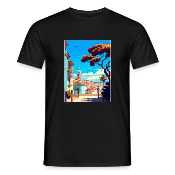 Cascais Portugal Affiche de voyage vintage souvenir - T-shirt homme - noir - Devant - AI Model Male 178 light (178cm)