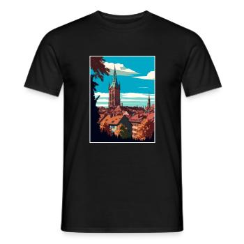 Freiburg Im Breisgau Germany Vintage Travel Poster - Men's T-Shirt - black - Front - AI Model Male 178 light (178cm)
