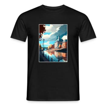Karlstad Schweden Vintage Reiseposter WPA Souvenir - Männer T-Shirt - Schwarz - Vorne - AI Model Male 178 light (178cm)