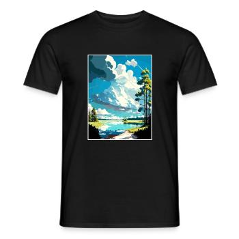 Leksand Suède Vintage voyage affiche WPA Souvenir - T-shirt homme - noir - Devant - AI Model Male 178 light (178cm)