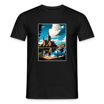 Helsingborg Schweden Vintage Reiseposter Souvenir - Männer T-Shirt - Schwarz - Vorne - AI Model Male 178 light (178cm)