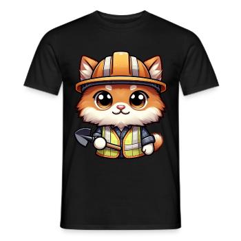 Mignon chat ouvrier de la construction - T-shirt homme - noir - Devant - AI Model Male 178 light (178cm)